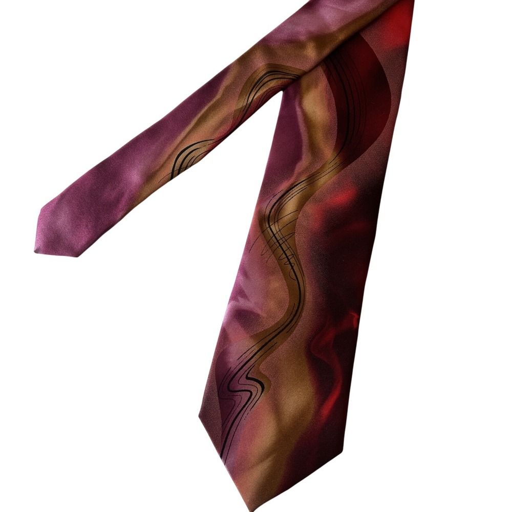 J. Garcia Collection #64 Smoke Signal Red Pink 100% Silk Tie 3" Office Party Art - Picture 3 of 8